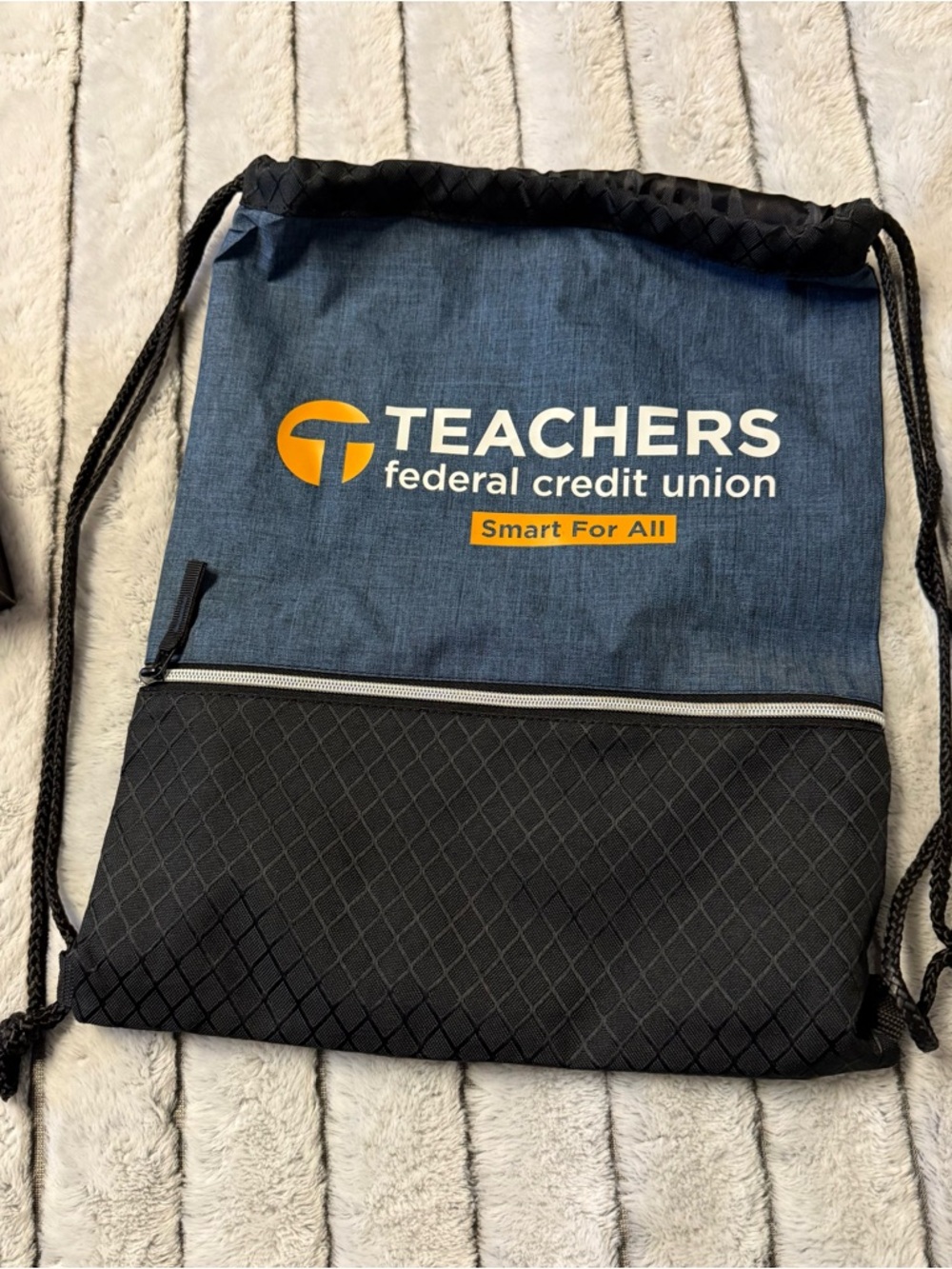 Blue and Black Drawstring Backpack